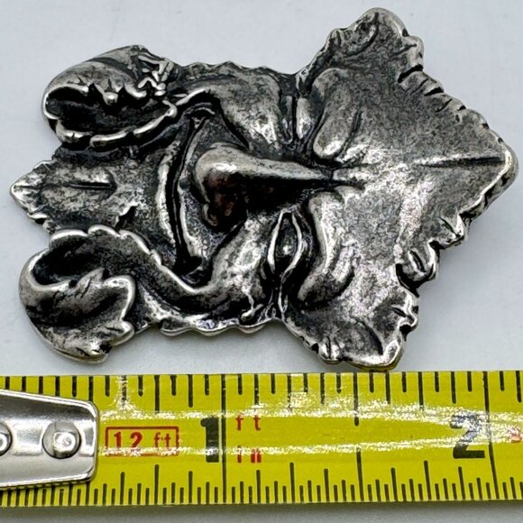 Vintage 1989 Carruth Pewter Smiling Green Man Brooch Pin Nature Garden Design - Picture 2 of 6